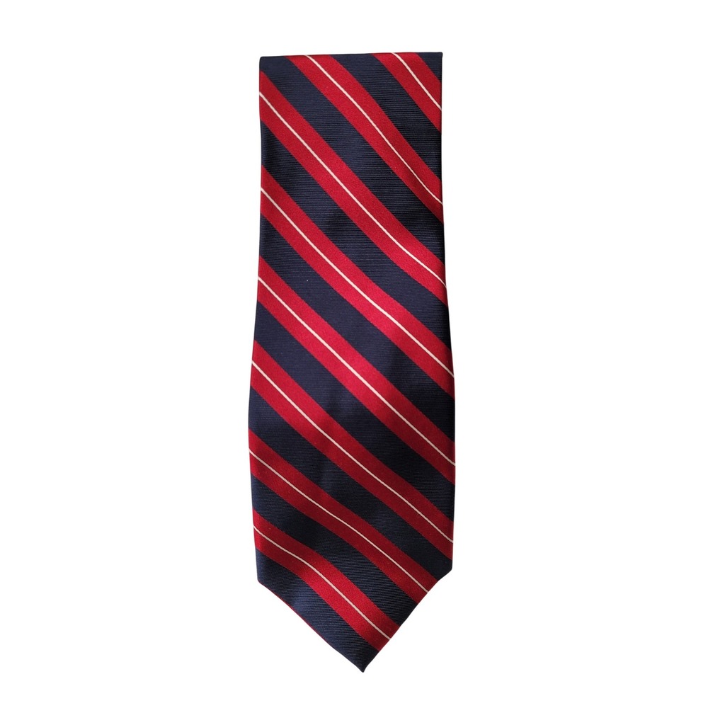 Mens‎ Red/Navy Diagonal Striped Repp Necktie Silk Business Career Classic Tie